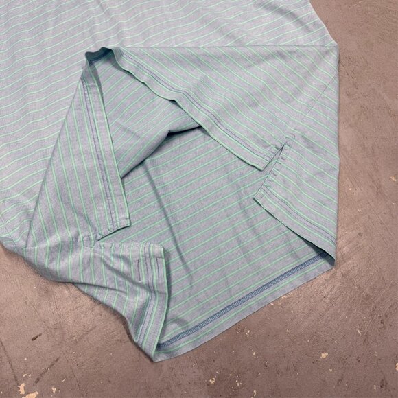 Peter Millar Polo Shirt Short Sleeve Blue/Green Striped 100% Cotton Large - Picture 6 of 6